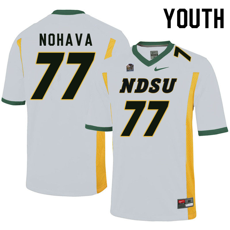 Youth #77 Bryan Nohava North Dakota State Bison College Football Jerseys Sale-White - Click Image to Close